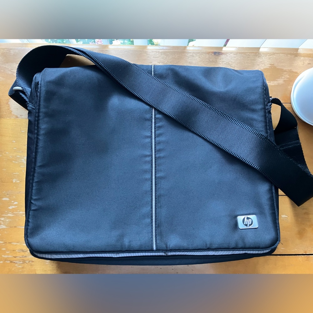 HP Black Messenger Bag with Logo